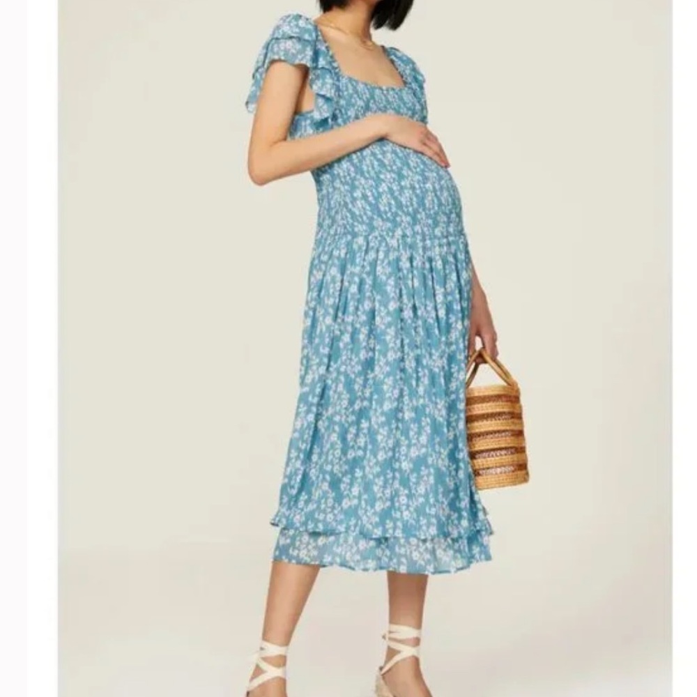 Hatch The Cosette Maternity midi Dress blue size 1
